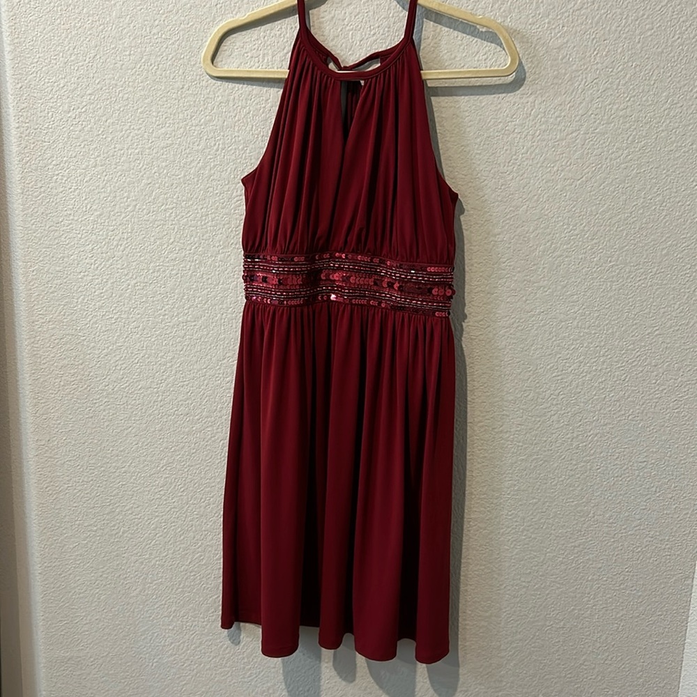 Red dress with sequence waist band ( small)